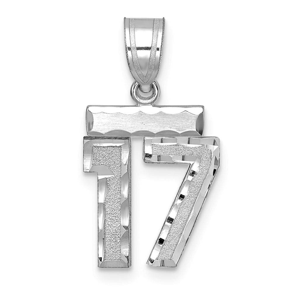 14k White Gold, Varsity Collection, D/C Pendant, Number 17