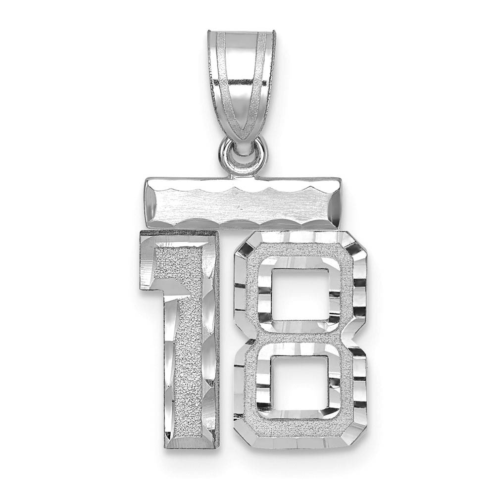 14k White Gold, Varsity Collection, D/C Pendant, Number 18
