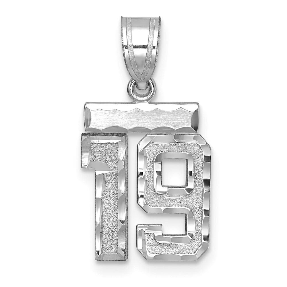 14k White Gold, Varsity Collection, D/C Pendant, Number 19