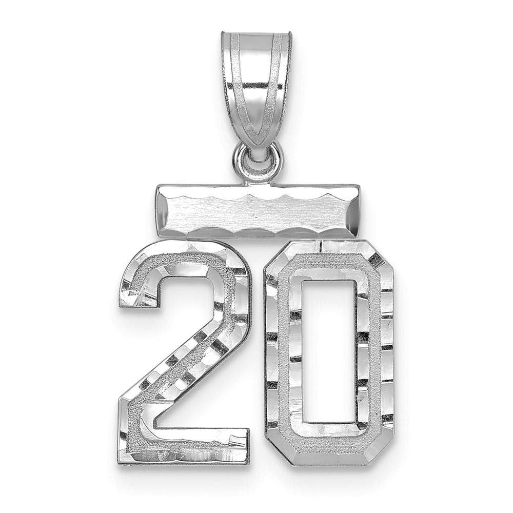 14k White Gold, Varsity Collection, D/C Pendant, Number 20