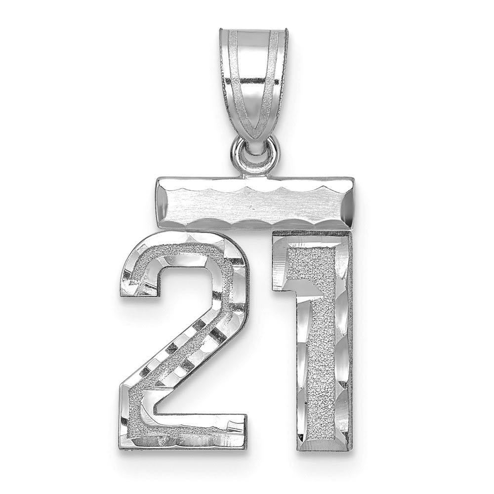 14k White Gold, Varsity Collection, D/C Pendant, Number 21