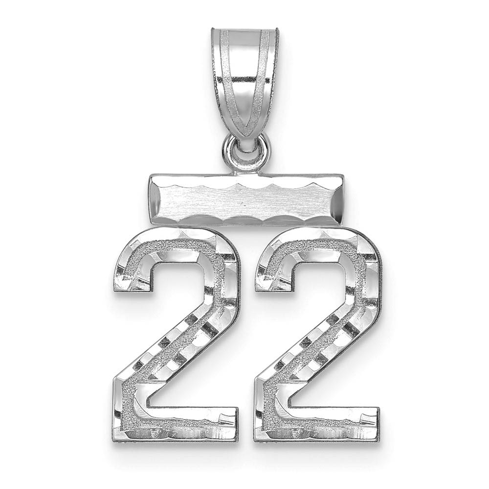 14k White Gold, Varsity Collection, D/C Pendant, Number 22