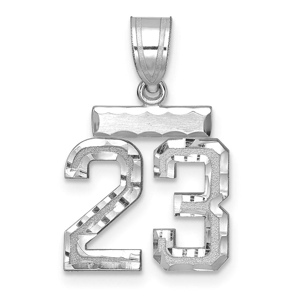 14k White Gold, Varsity Collection, D/C Pendant, Number 23