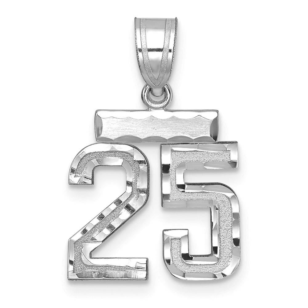 14k White Gold, Varsity Collection, D/C Pendant, Number 25