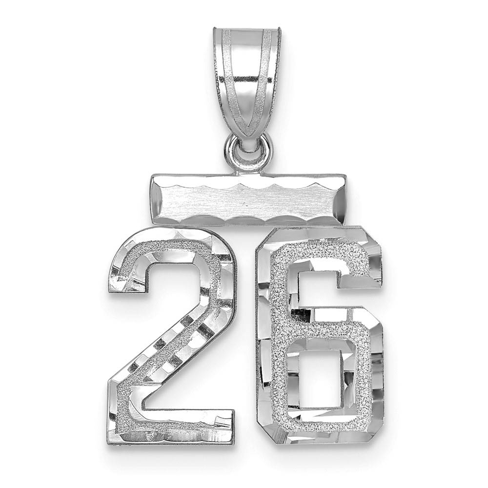 14k White Gold, Varsity Collection, D/C Pendant, Number 26