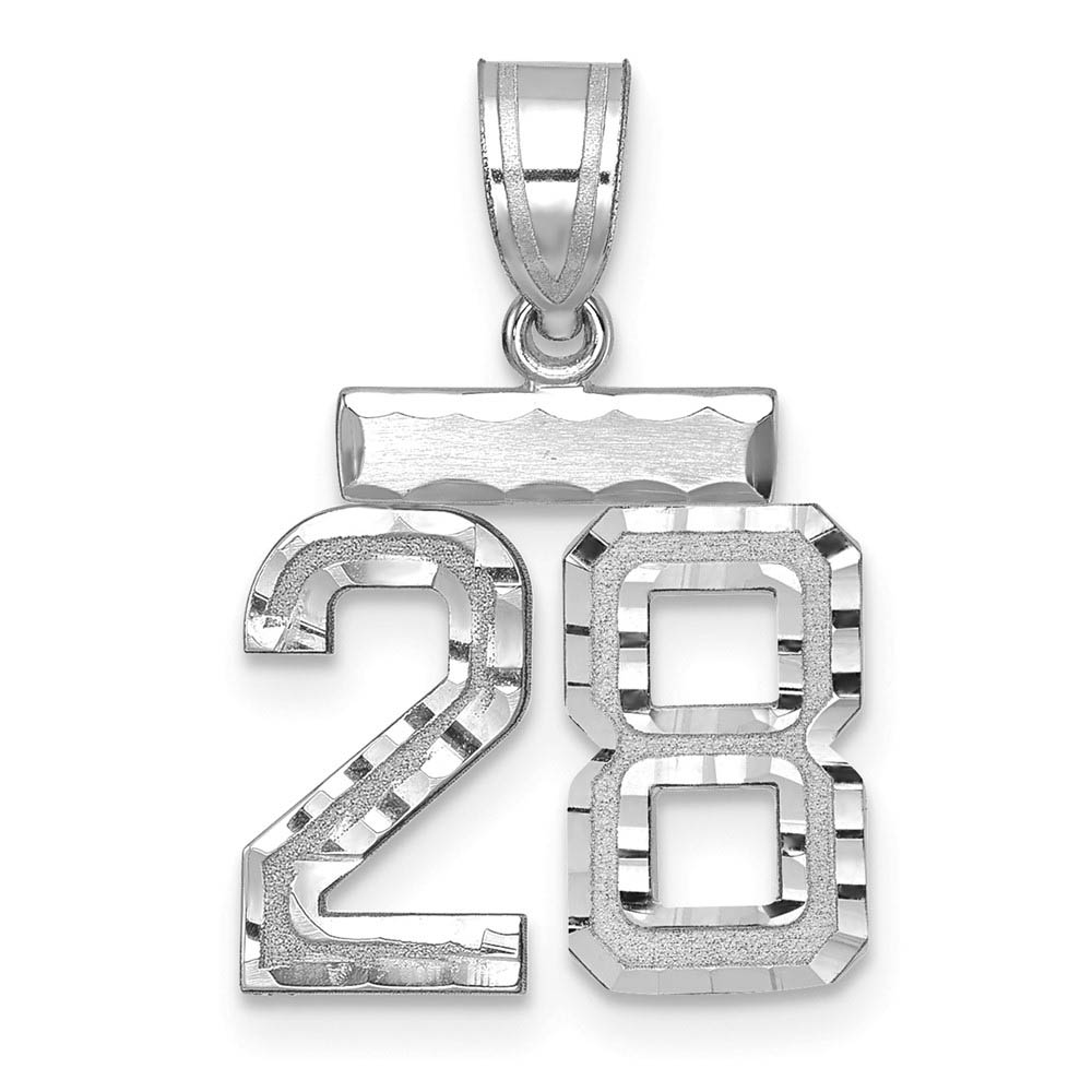 14k White Gold, Varsity Collection, D/C Pendant, Number 28