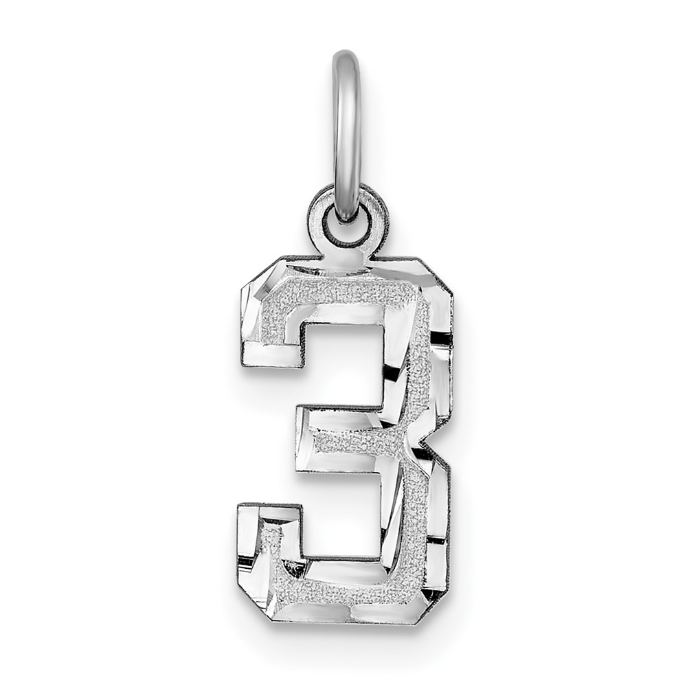 14k White Gold, Varsity Collection, D/C Pendant, Number 3