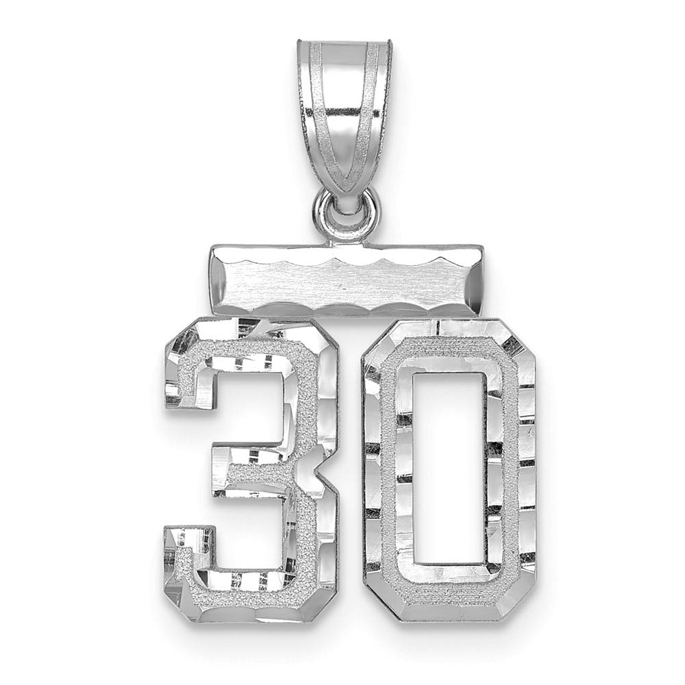 14k White Gold, Varsity Collection, D/C Pendant, Number 30