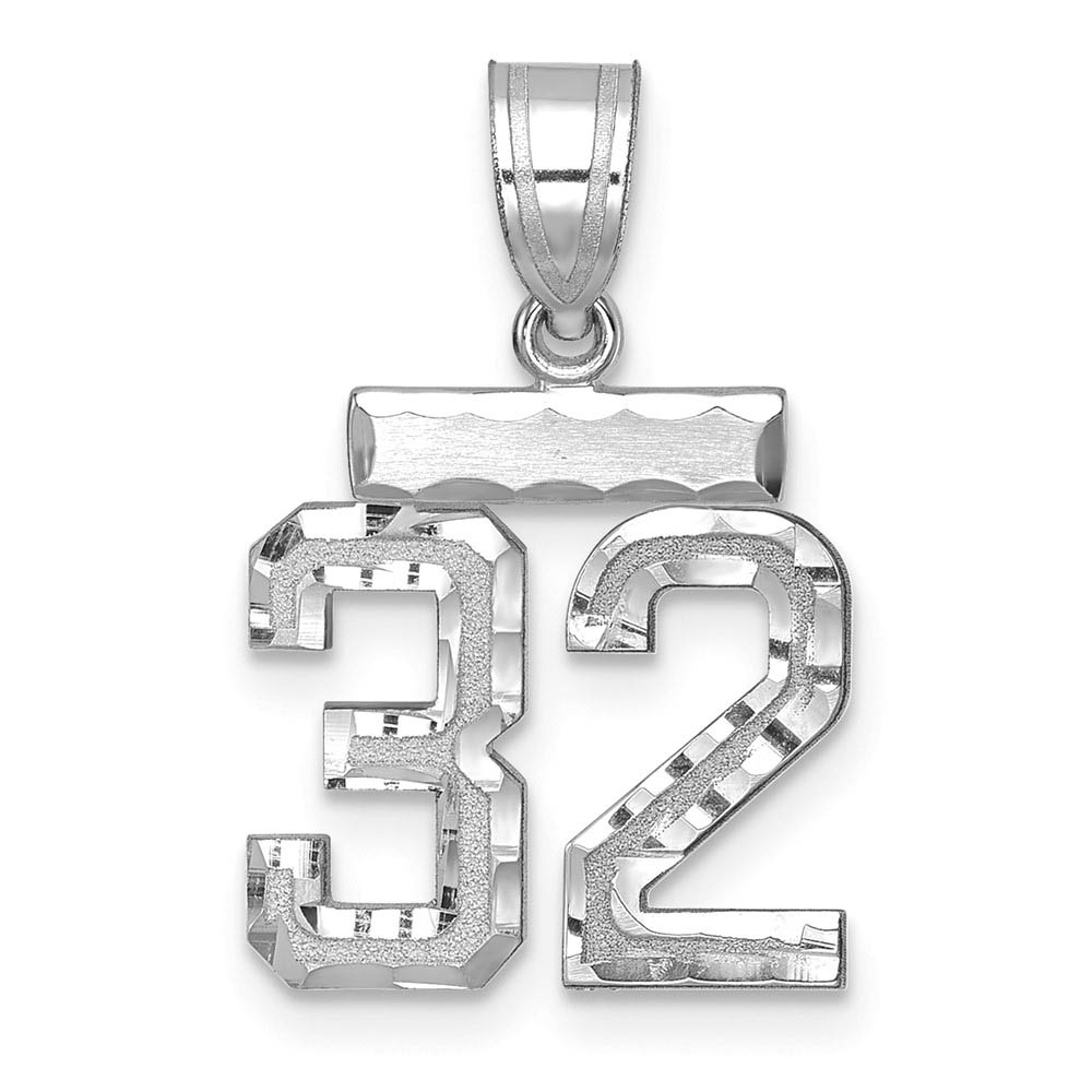14k White Gold, Varsity Collection, D/C Pendant, Number 32