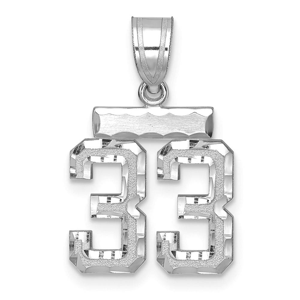 14k White Gold, Varsity Collection, D/C Pendant, Number 33