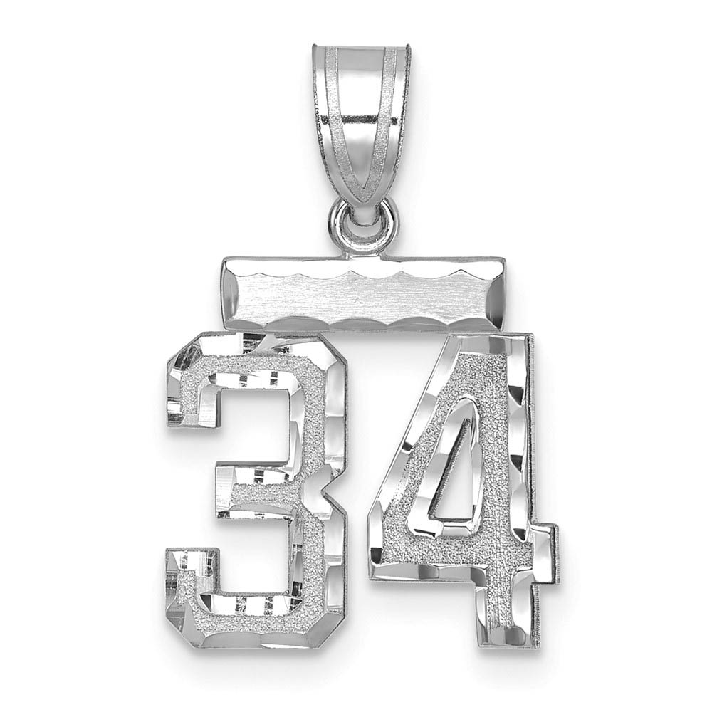 14k White Gold, Varsity Collection, D/C Pendant, Number 34