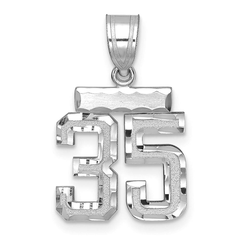 14k White Gold, Varsity Collection, D/C Pendant, Number 35
