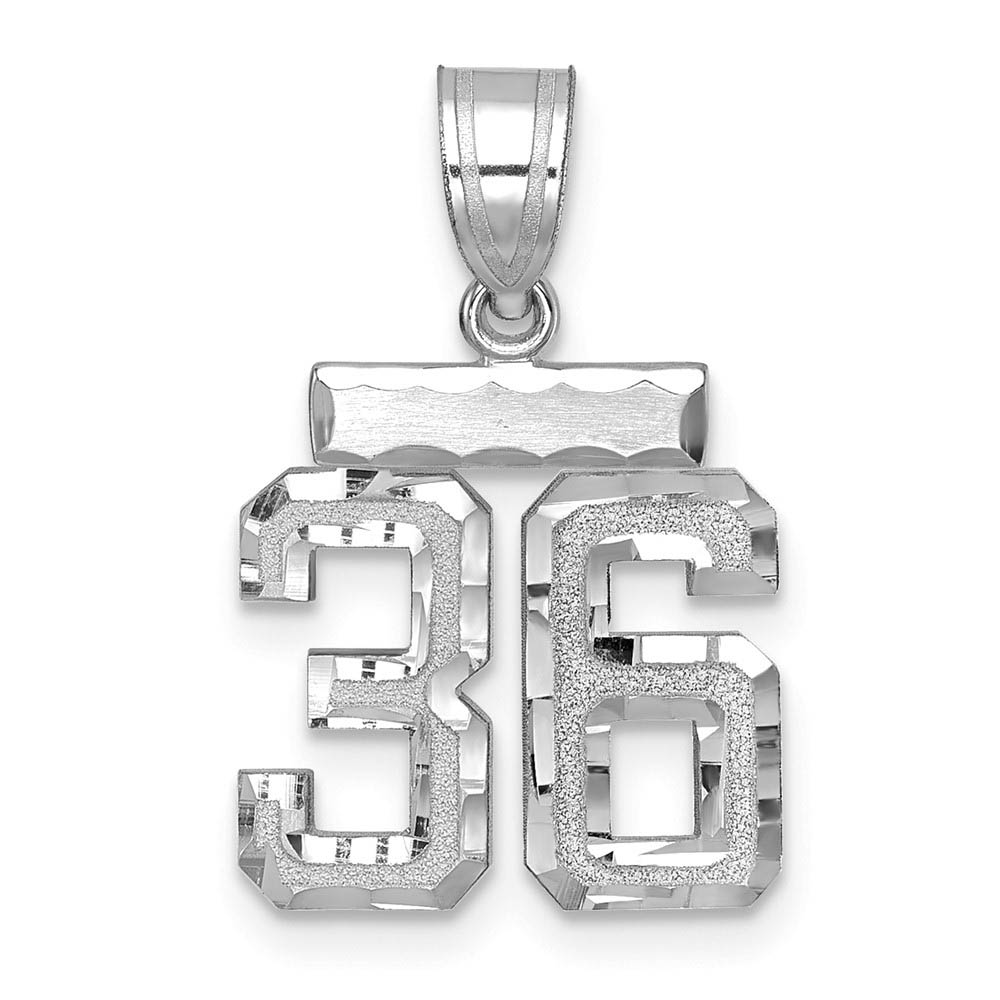 14k White Gold, Varsity Collection, D/C Pendant, Number 36