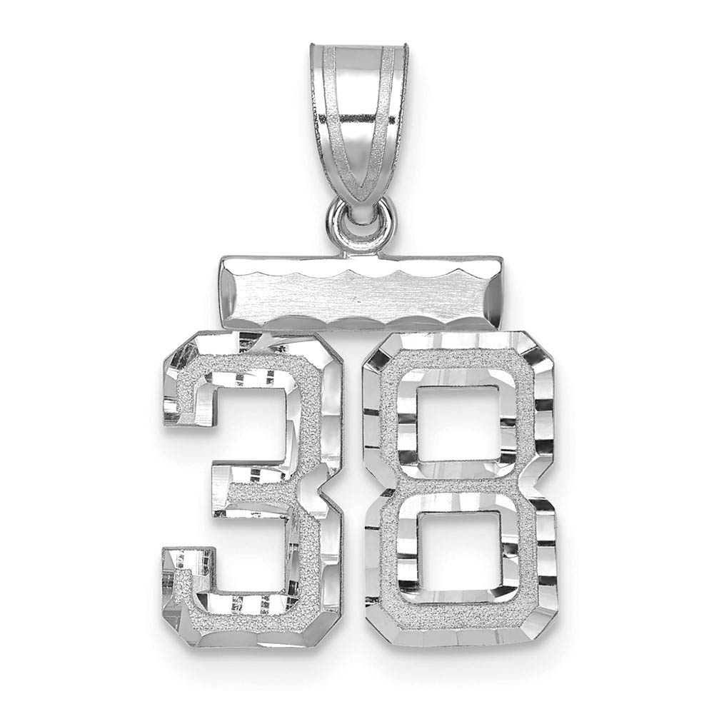 14k White Gold, Varsity Collection, D/C Pendant, Number 38
