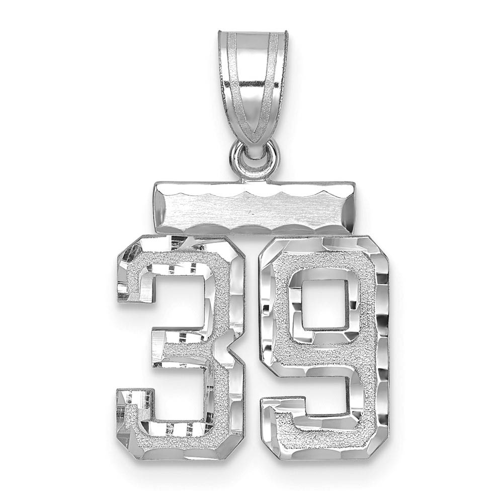 14k White Gold, Varsity Collection, D/C Pendant, Number 39