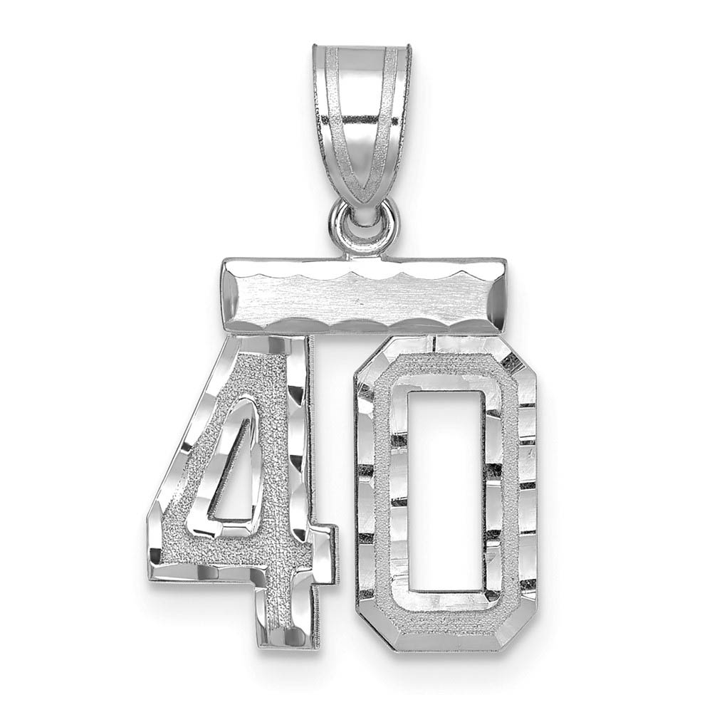 14k White Gold, Varsity Collection, D/C Pendant, Number 40