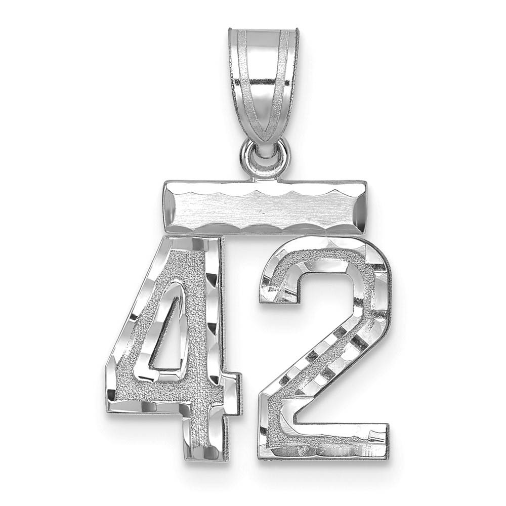 14k White Gold, Varsity Collection, D/C Pendant, Number 42