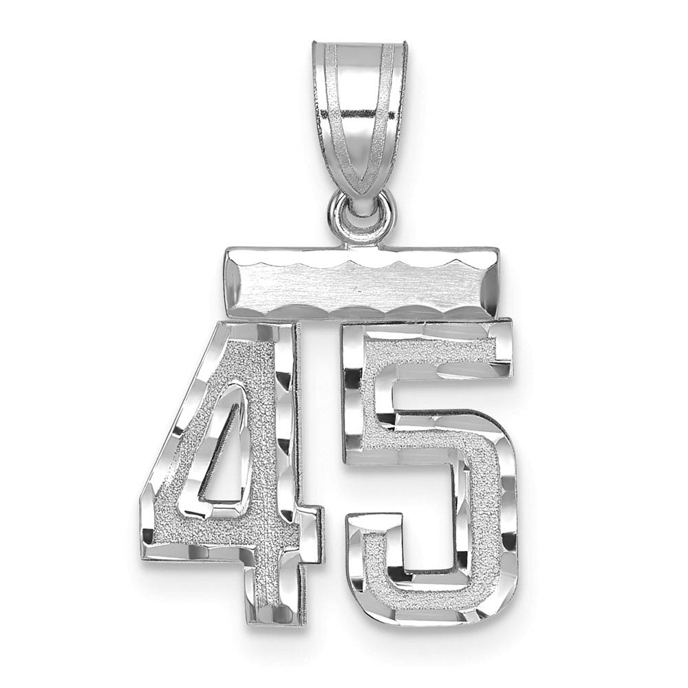 14k White Gold, Varsity Collection, D/C Pendant, Number 45