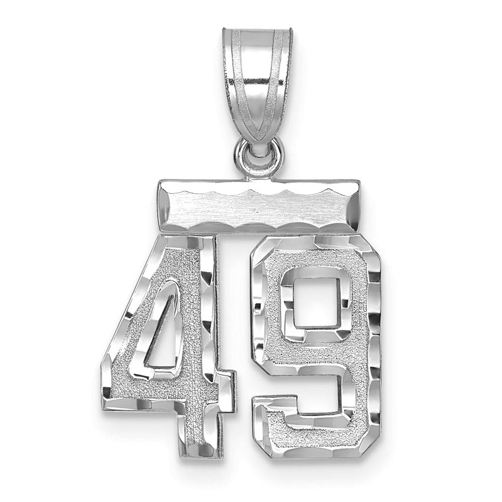 14k White Gold, Varsity Collection, D/C Pendant, Number 49