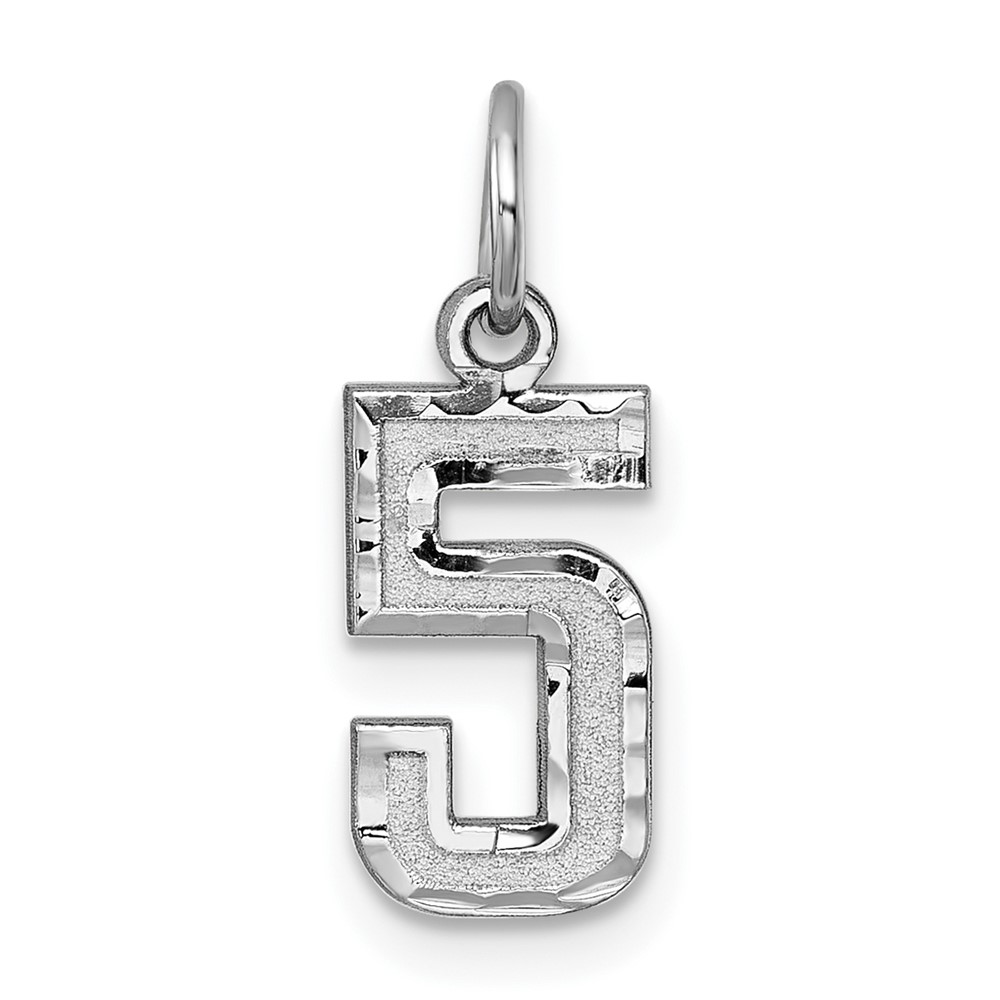14k White Gold, Varsity Collection, D/C Pendant, Number 5