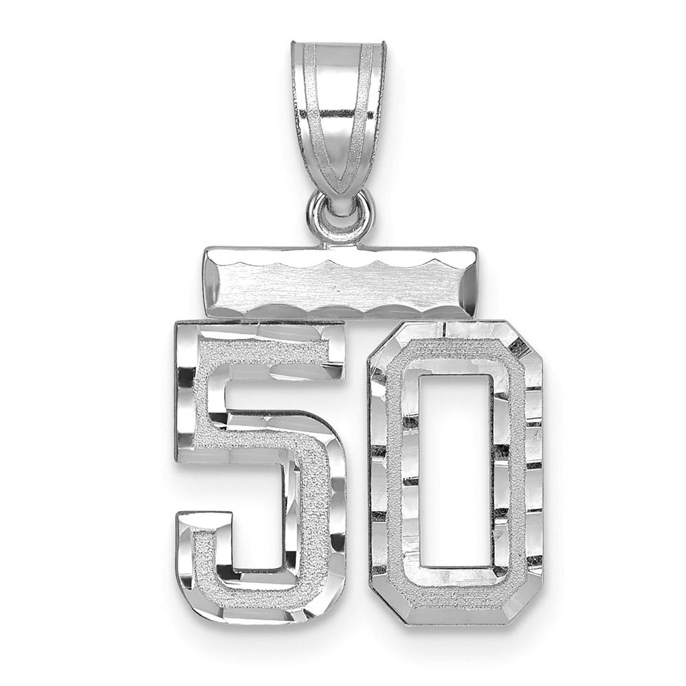 14k White Gold, Varsity Collection, D/C Pendant, Number 50
