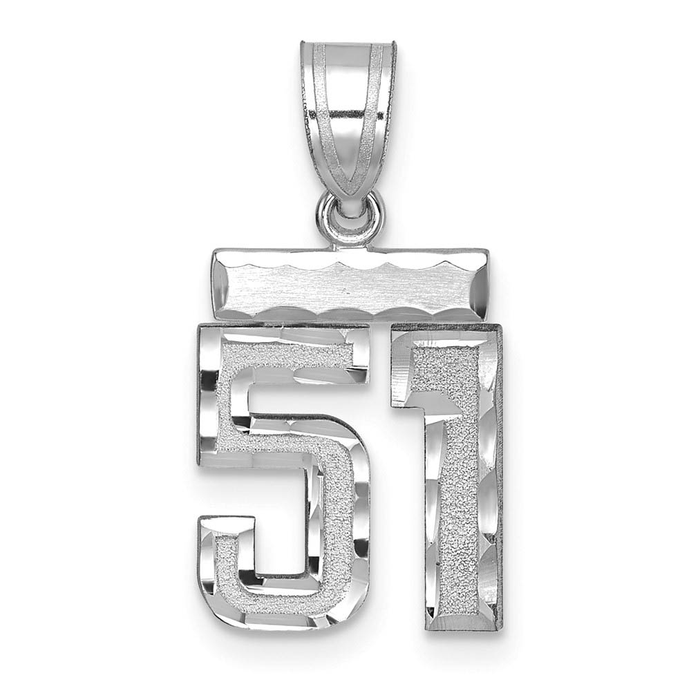 14k White Gold, Varsity Collection, D/C Pendant, Number 51