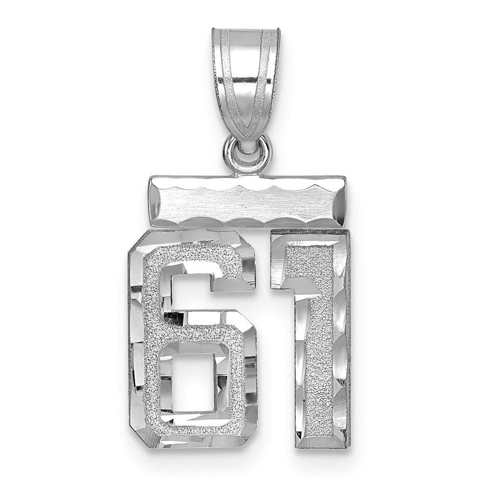 14k White Gold, Varsity Collection, D/C Pendant, Number 61