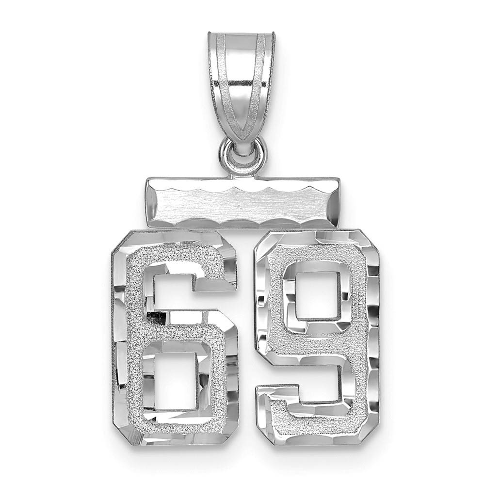 14k White Gold, Varsity Collection, D/C Pendant, Number 69