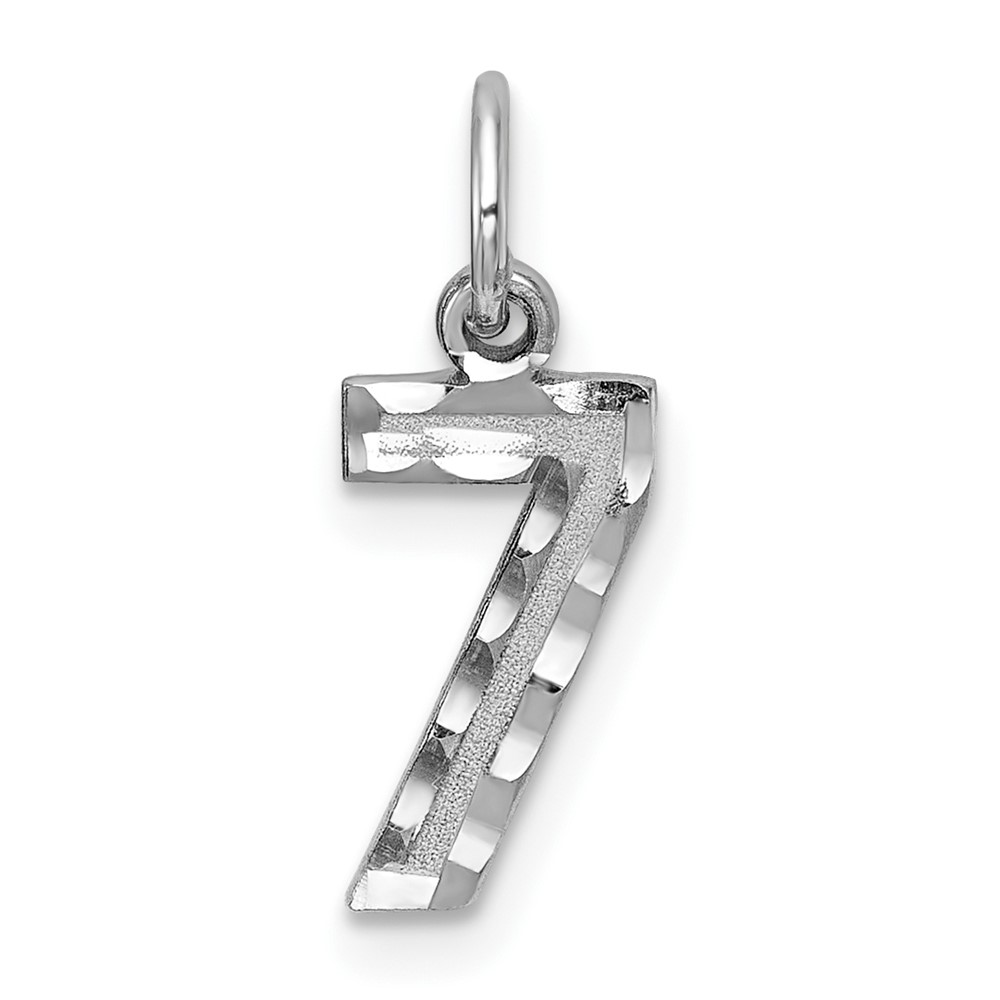 14k White Gold, Varsity Collection, D/C Pendant, Number 7