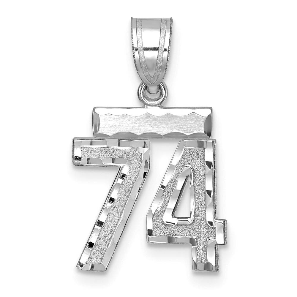 14k White Gold, Varsity Collection, D/C Pendant, Number 74