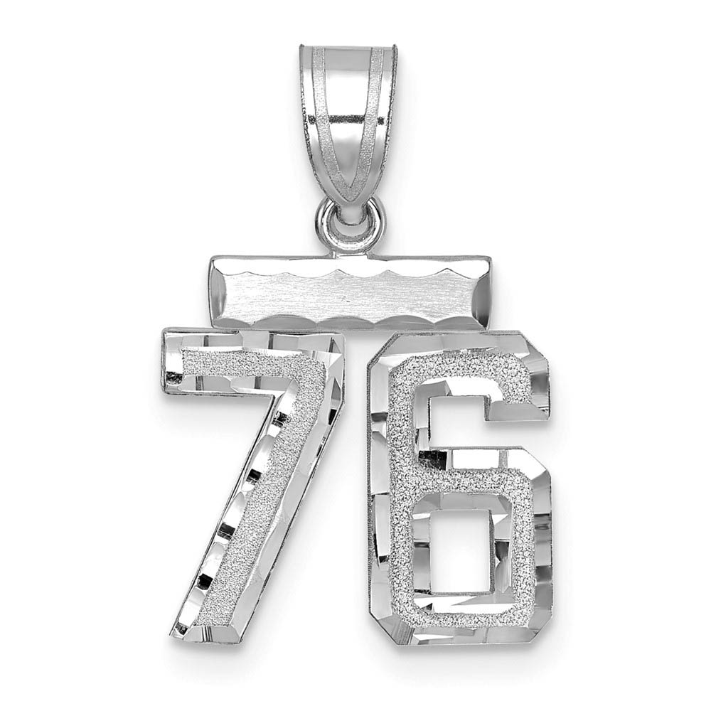 14k White Gold, Varsity Collection, D/C Pendant, Number 76
