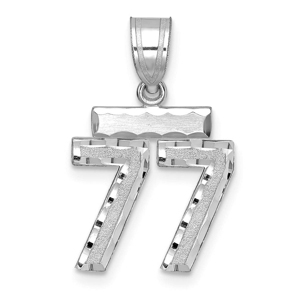 14k White Gold, Varsity Collection, D/C Pendant, Number 77