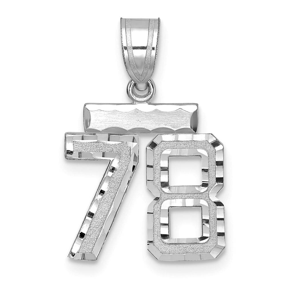 14k White Gold, Varsity Collection, D/C Pendant, Number 78