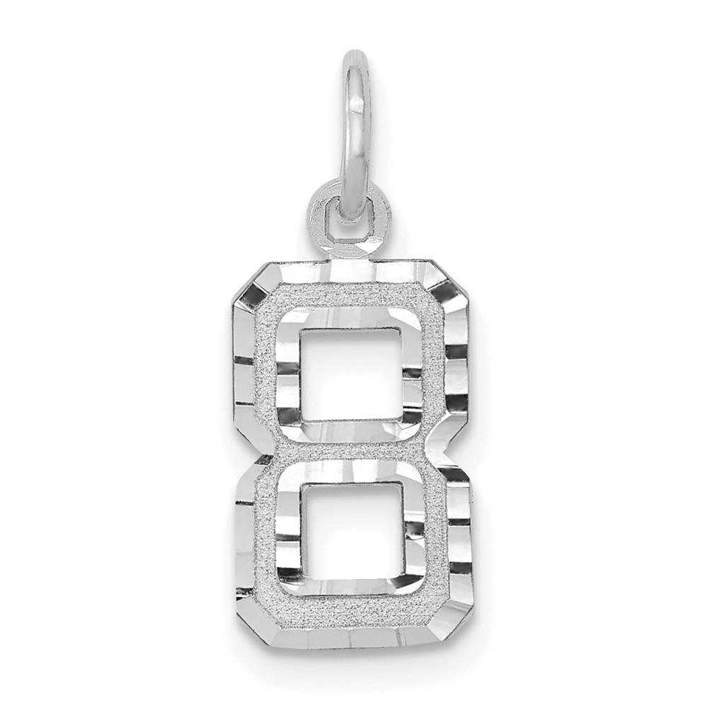 14k White Gold, Varsity Collection, D/C Pendant, Number 8