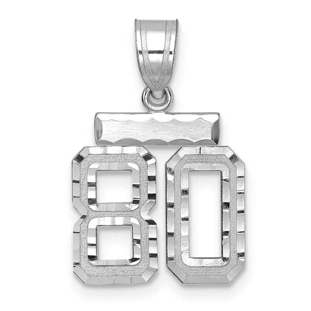 14k White Gold, Varsity Collection, D/C Pendant, Number 80