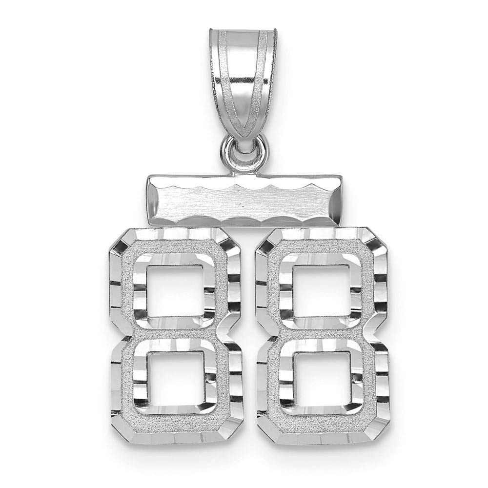 14k White Gold, Varsity Collection, D/C Pendant, Number 88