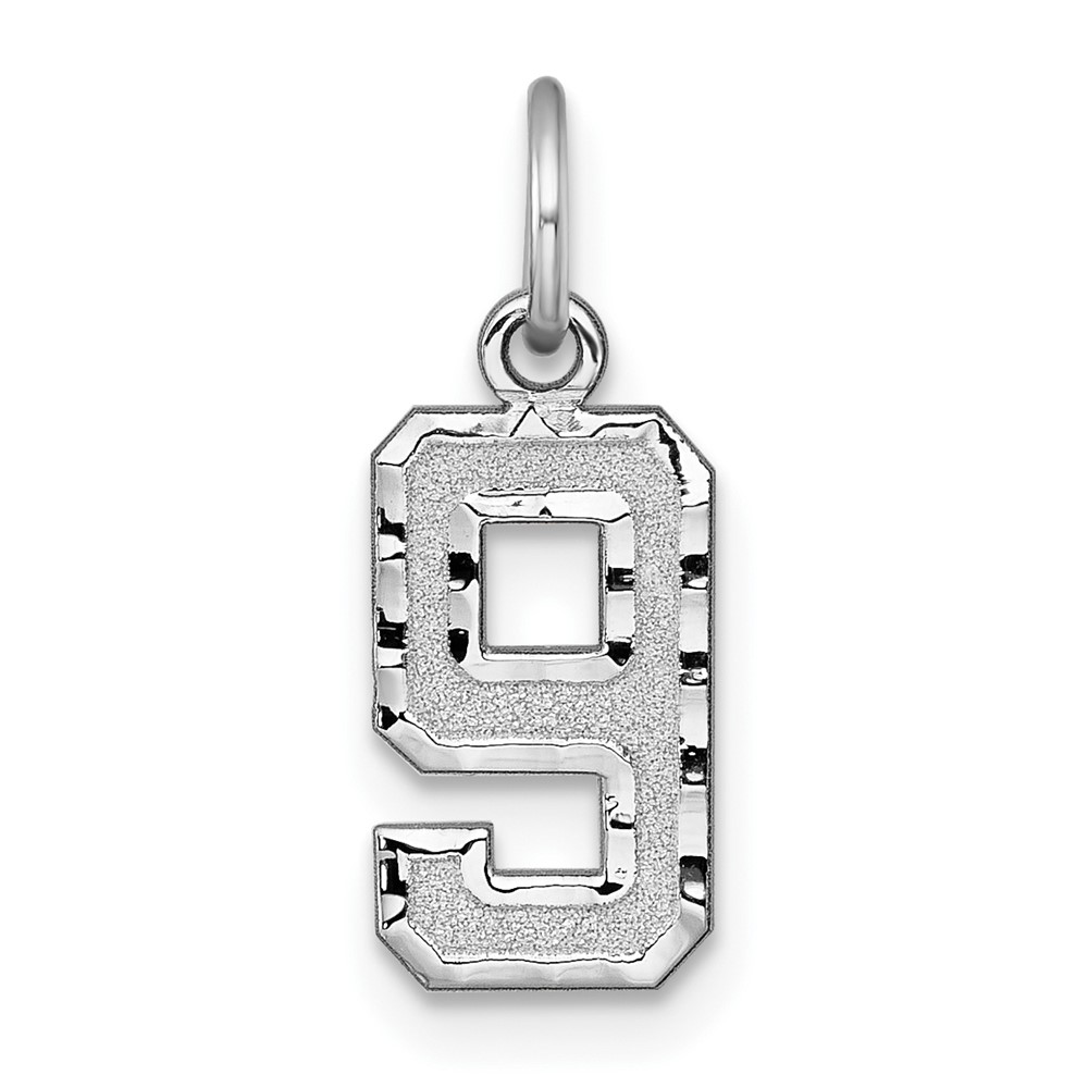14k White Gold, Varsity Collection, D/C Pendant, Number 9