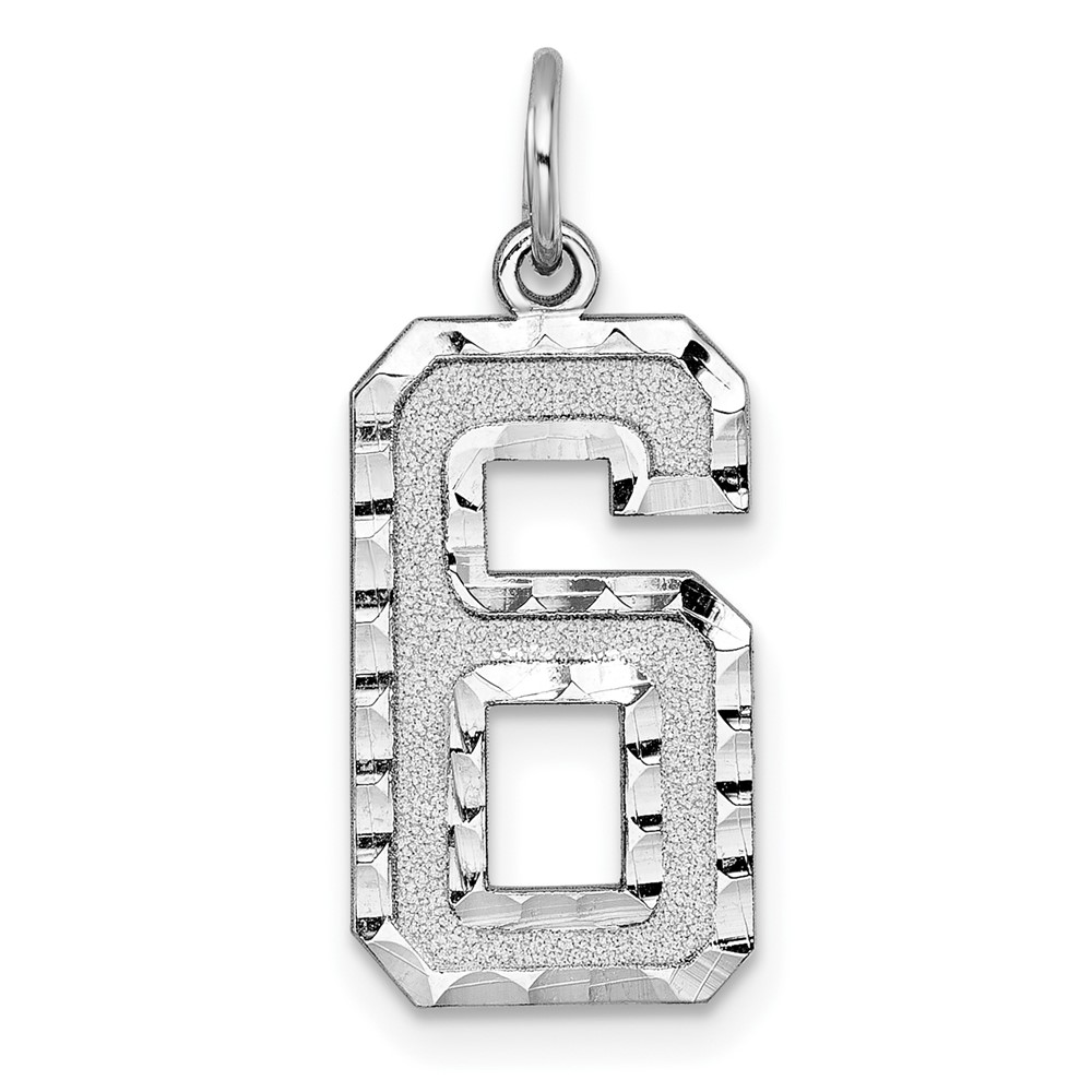 14k White Gold, Varsity Collection, D/C Pendant, Number 6