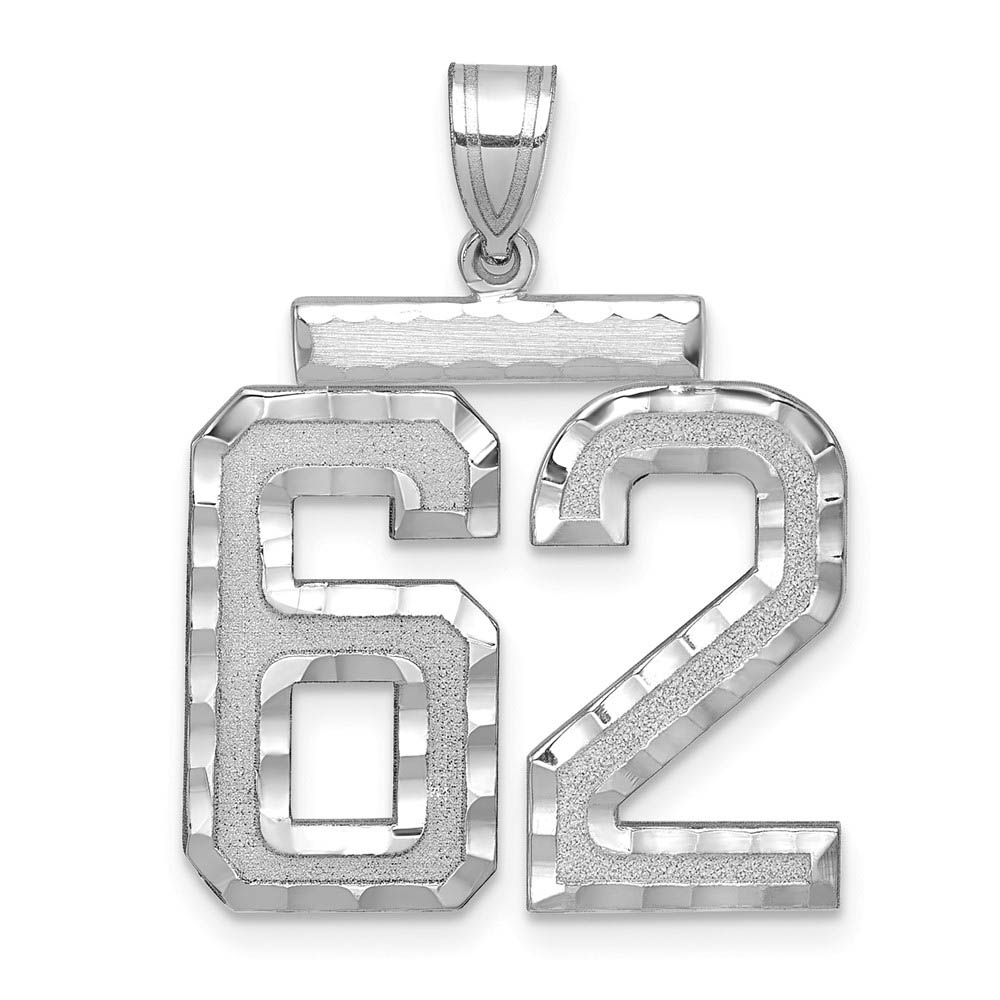 14k White Gold, Varsity Collection, D/C Pendant, Number 62