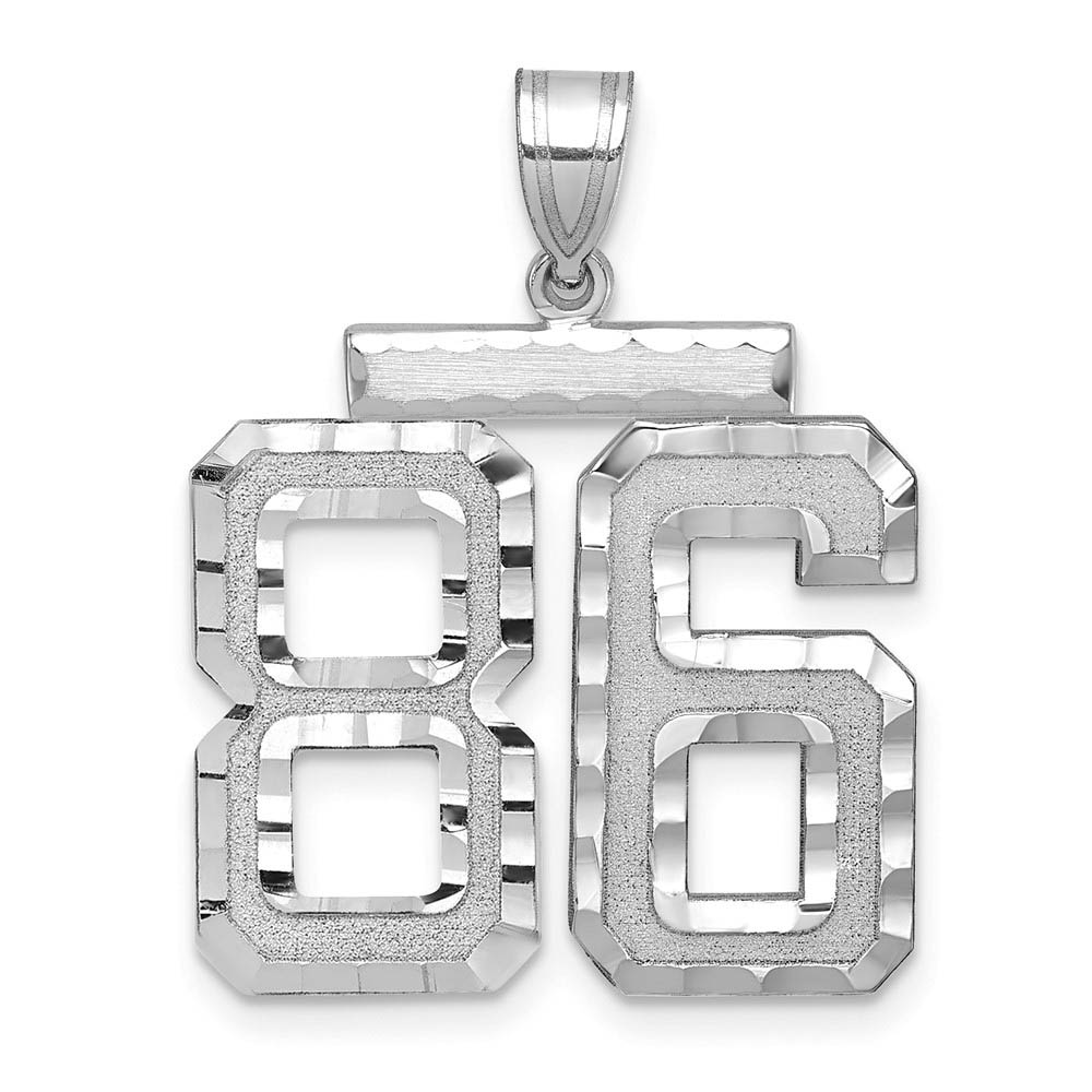 14k White Gold, Varsity Collection, D/C Pendant, Number 86