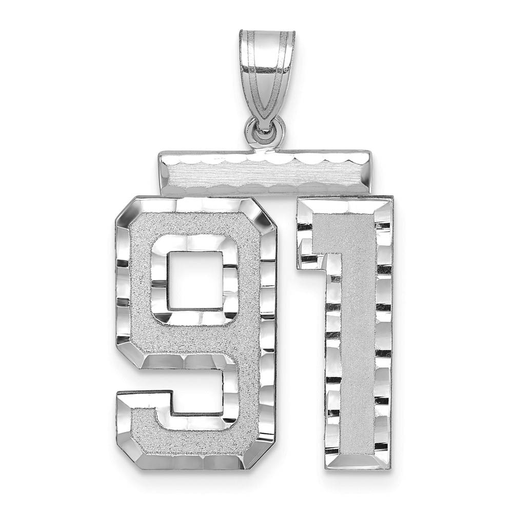 14k White Gold, Varsity Collection, D/C Pendant, Number 91