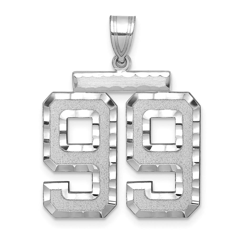 14k White Gold, Varsity Collection, D/C Pendant, Number 99
