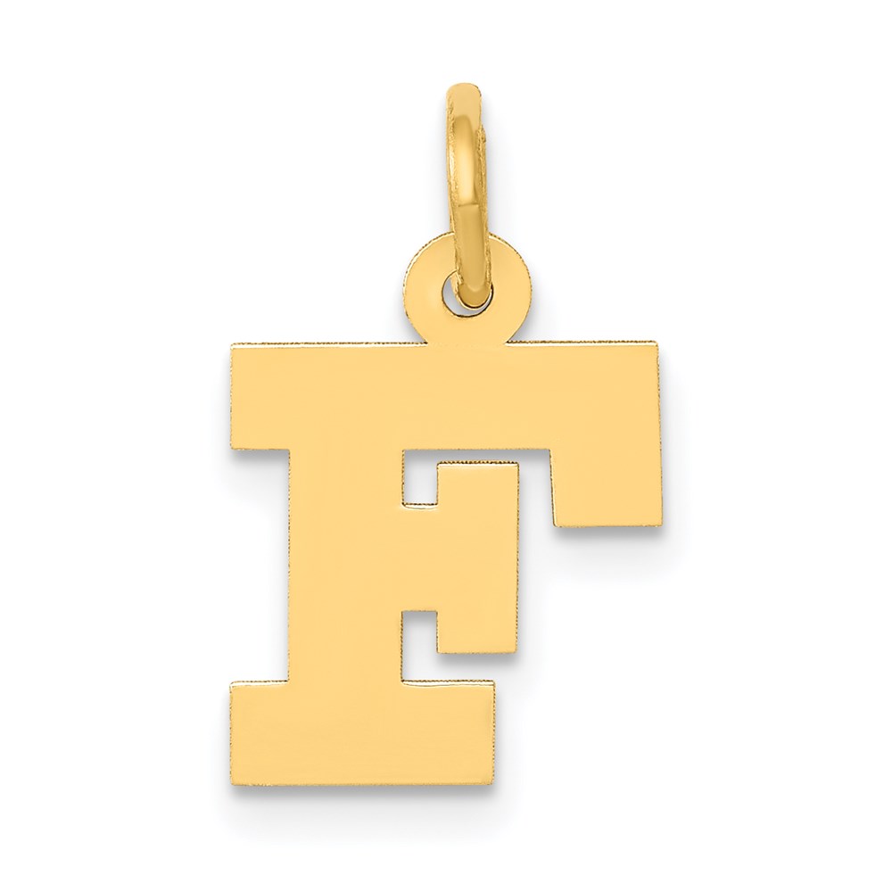 14k Yellow Gold, Amanda Collection, Block Initial F Pendant