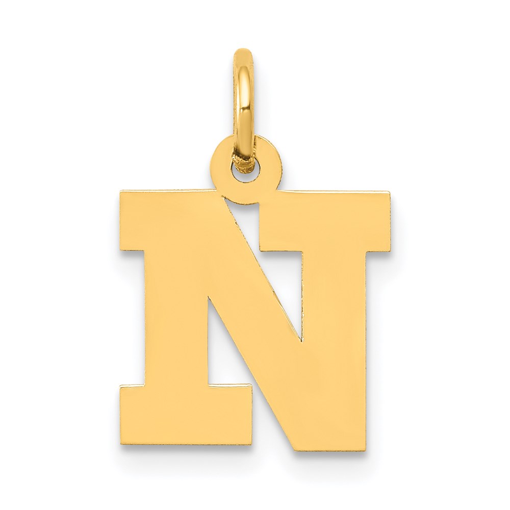 14k Yellow Gold, Amanda Collection, Block Initial N Pendant