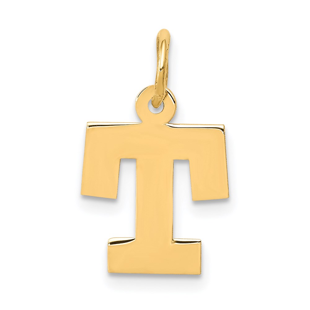 14k Yellow Gold, Amanda Collection, Block Initial T Pendant