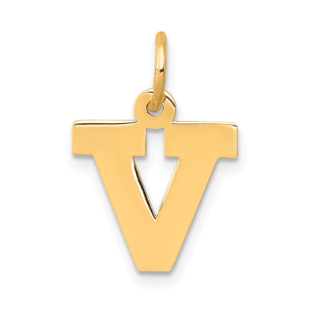 14k Yellow Gold, Amanda Collection, Block Initial V Pendant