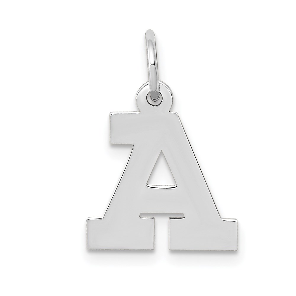 14k White Gold, Amanda Collection, Block Style Initial A Pendant