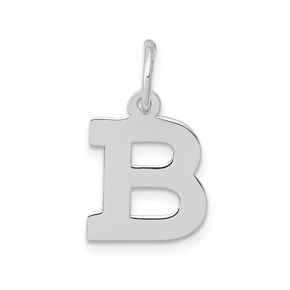 14k White Gold, Amanda Collection, Block Style Initial B Pendant