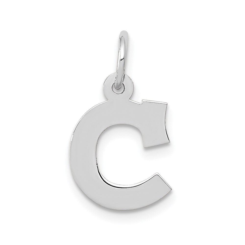 14k White Gold, Amanda Collection, Block Style Initial C Pendant
