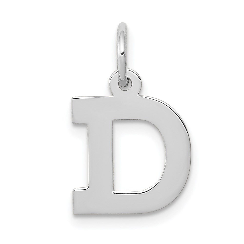 14k White Gold, Amanda Collection, Block Style Initial D Pendant